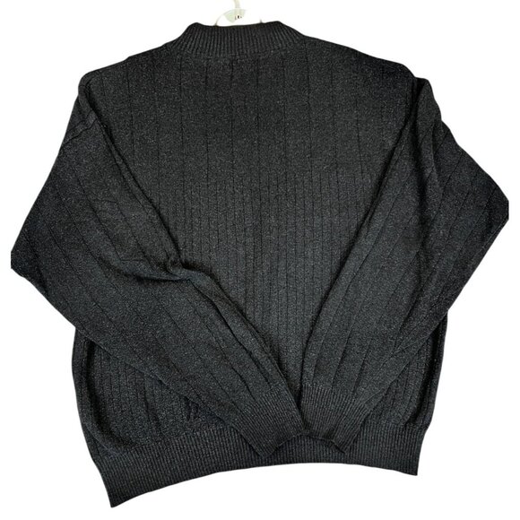 VTG Cambridge Classics Mens L Sweater Gray Mock Neck Wool Blend Ribbed Pullover - Picture 5 of 7